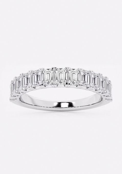 1 1/2 ctw Emerald Lab Grown Diamond Wedding Band