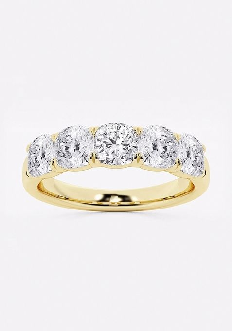 2 ctw Cushion Lab Grown Diamond Five-Stone Anniversary Band