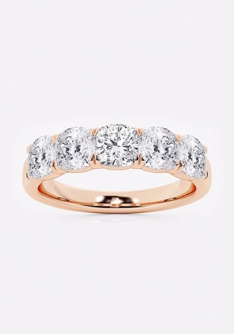 2ctw Cushion Lab Grown Diamond Five-Stone Anniversary Band