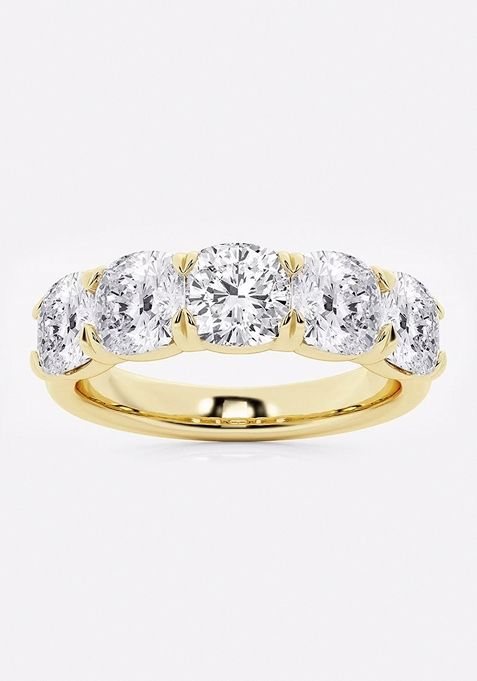 3 ctw Cushion Lab Grown Diamond Five-Stone Anniversary Band