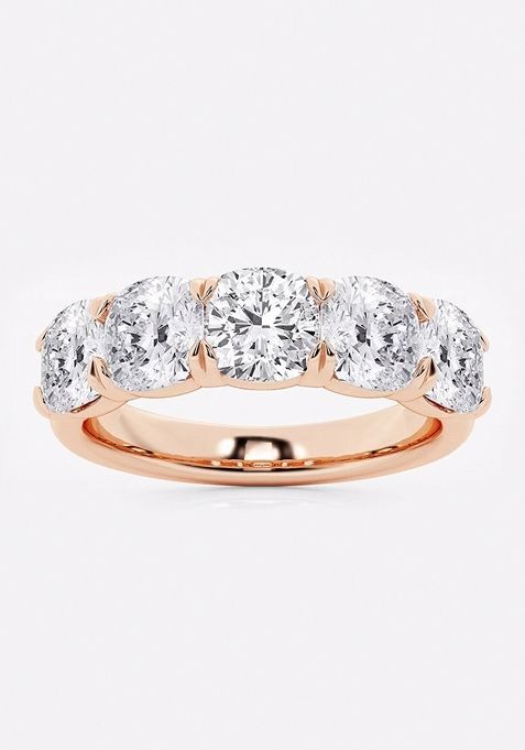 3ctw Cushion Lab Grown Diamond Five-Stone Anniversary Band