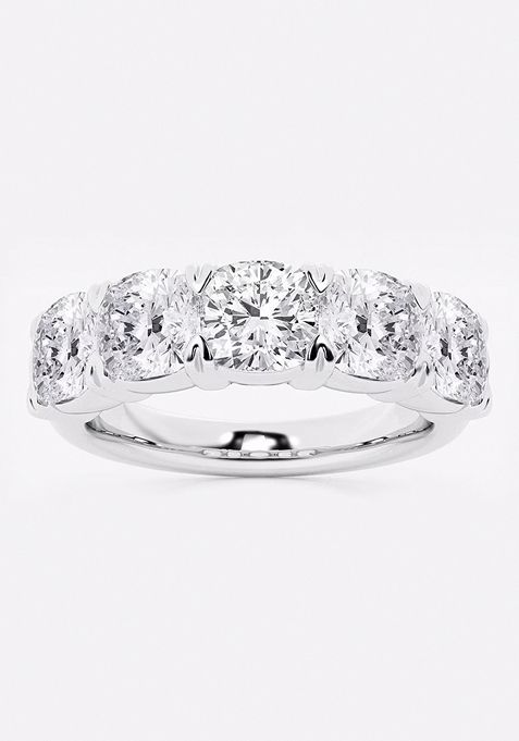 4ctw Cushion Lab Grown Diamond Five-Stone Anniversary Band