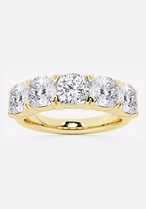 4ctw Cushion Lab Grown Diamond Five-Stone Anniversary Band