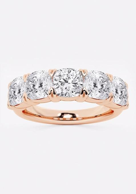 4ctw Cushion Lab Grown Diamond Five-Stone Anniversary Band