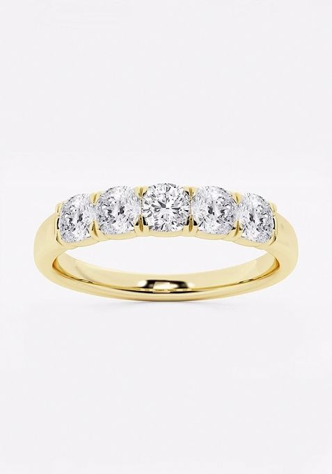 1 ctw Cushion Lab Grown Diamond Five-Stone Anniversary Band