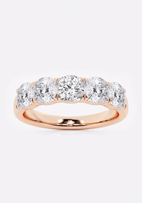 2ctw Cushion Lab Grown Diamond Five-Stone Anniversary Band