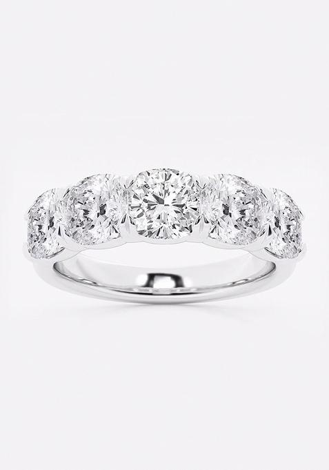 3 ctw Cushion Lab Grown Diamond Five-Stone Anniversary Band