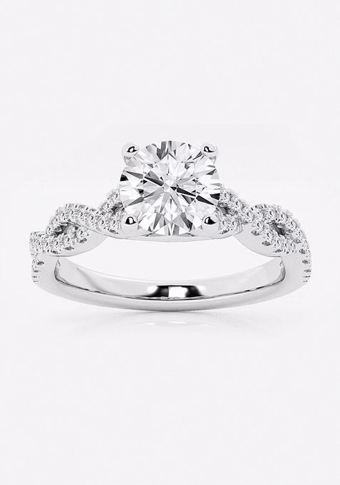 1 ctw Round Lab Grown Diamond Double Twist Engagement Ring