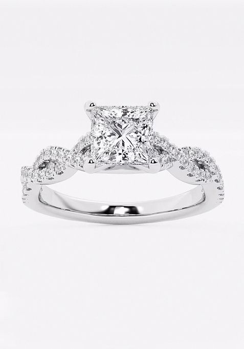 1 ctw Princess Lab Grown Diamond Double Twist Engagement Ring