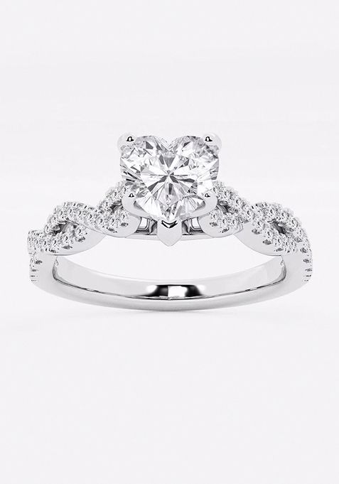 1 ctw Heart Lab Grown Diamond Double Twist Engagement Ring