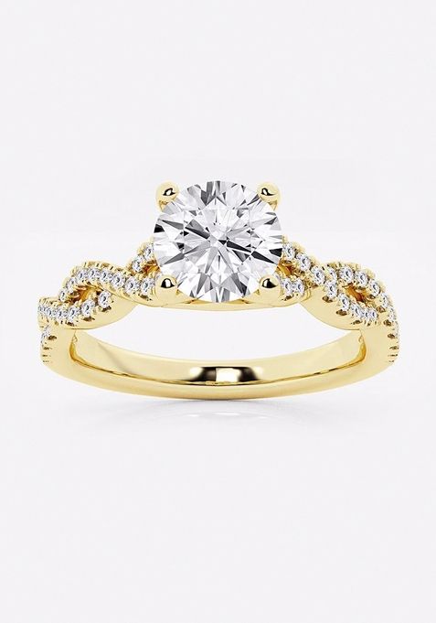 1 ctw Round Lab Grown Diamond Double Twist Engagement Ring