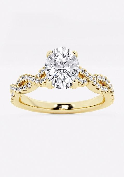 1 ctw Oval Lab Grown Diamond Double Twist Engagement Ring