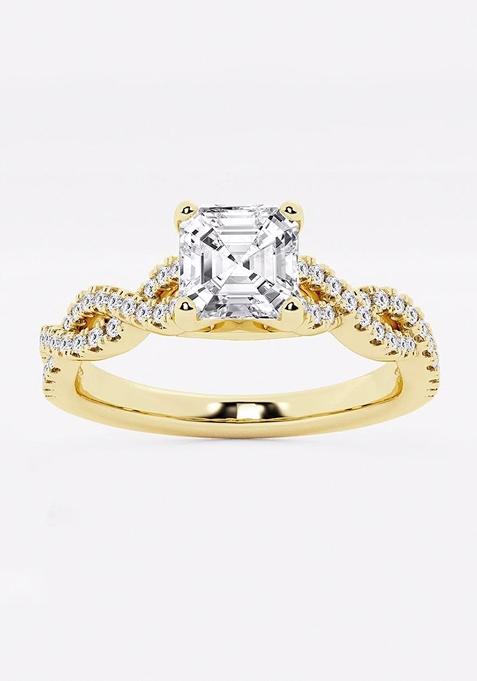 1 ctw Asscher Lab Grown Diamond Double Twist Engagement Ring