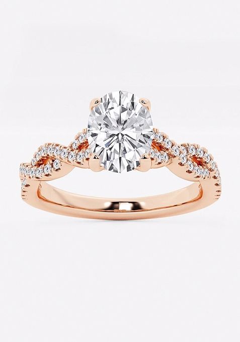 1 ctw Oval Lab Grown Diamond Double Twist Engagement Ring