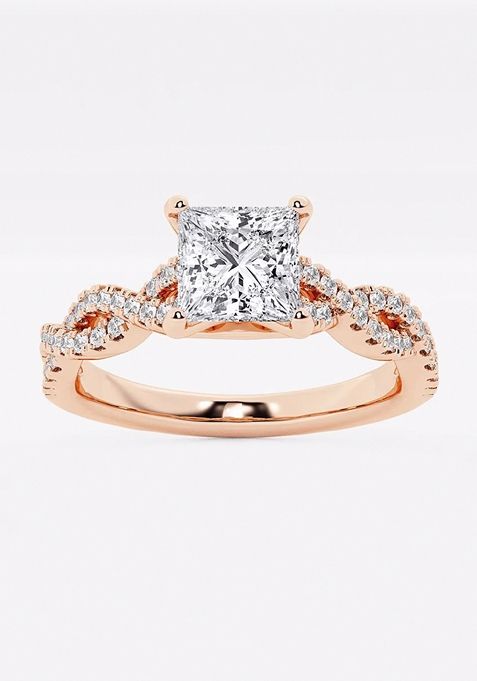 1 ctw Princess Lab Grown Diamond Double Twist Engagement Ring