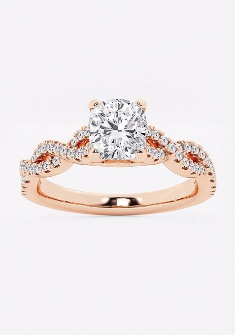 1 1/4 ctw Cushion Lab Grown Diamond Double Twist Engagement Ring