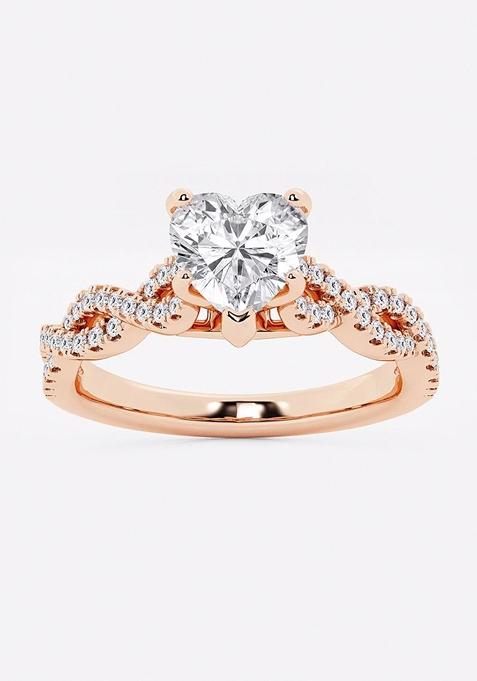 1 1/4 ctw Heart Lab Grown Diamond Double Twist Engagement Ring