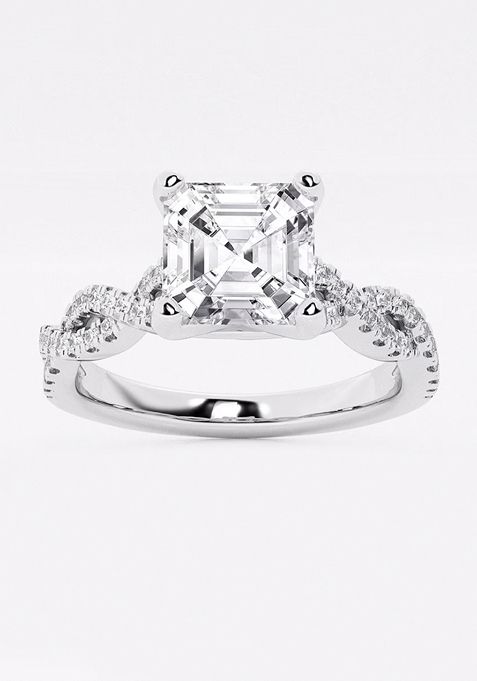 2 1/4 ctw Asscher Lab Grown Diamond Double Twist Engagement Ring