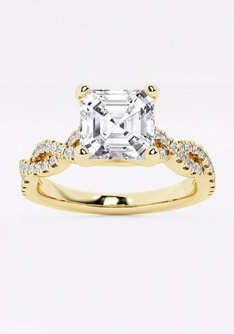 2 1/4 ctw Asscher Lab Grown Diamond Double Twist Engagement Ring