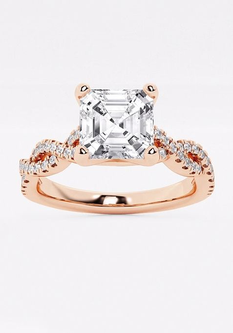 2 3/4 ctw Asscher Lab Grown Diamond Double Twist Engagement Ring