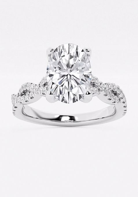  3 1/4 ctw Oval Lab Grown Diamond Double Twist Engagement Ring