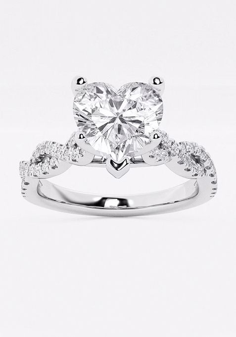 3 1/4 ctw Heart Lab Grown Diamond Double Twist Engagement Ring