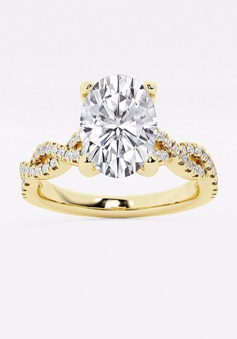  3 1/4 ctw Oval Lab Grown Diamond Double Twist Engagement Ring