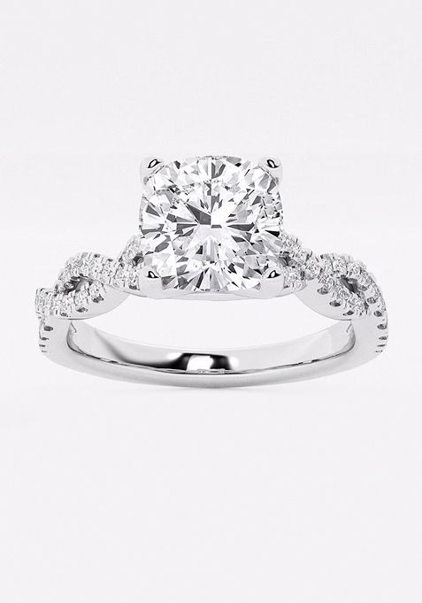 3 3/4 ctw Cushion Lab Grown Diamond Double Twist Engagement Ring