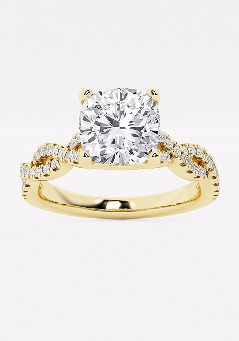 3 3/4 ctw Cushion Lab Grown Diamond Double Twist Engagement Ring