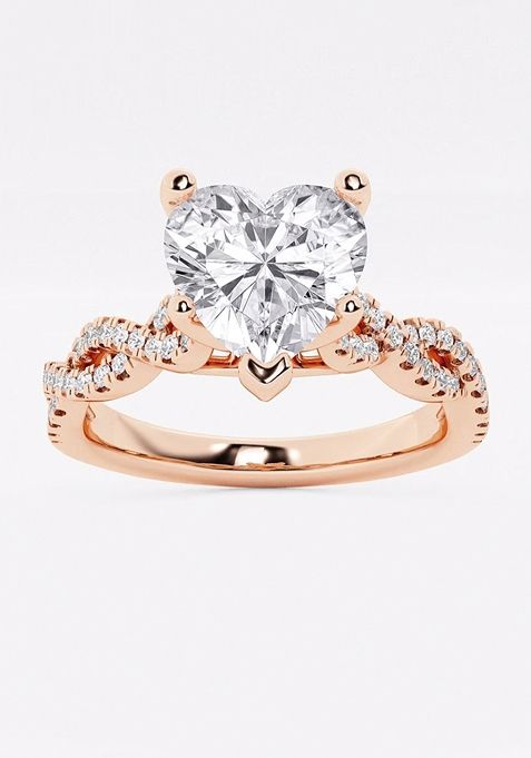 4 1/3 ctw Heart Lab Grown Diamond Double Twist Engagement Ring