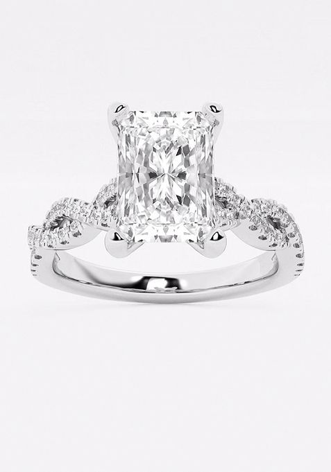 5 1/3 ctw Radiant Lab Grown Diamond Double Twist Engagement Ring