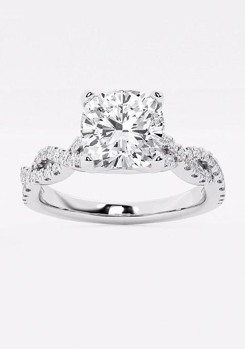 6 1/3ctw Cushion Lab Grown Diamond Double Twist Engagement Ring