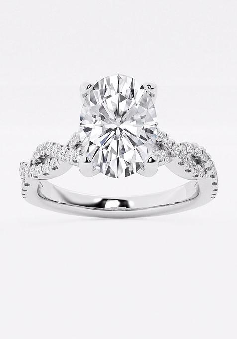 8 1/3 ctw Oval Lab Grown Diamond Double Twist Engagement Ring