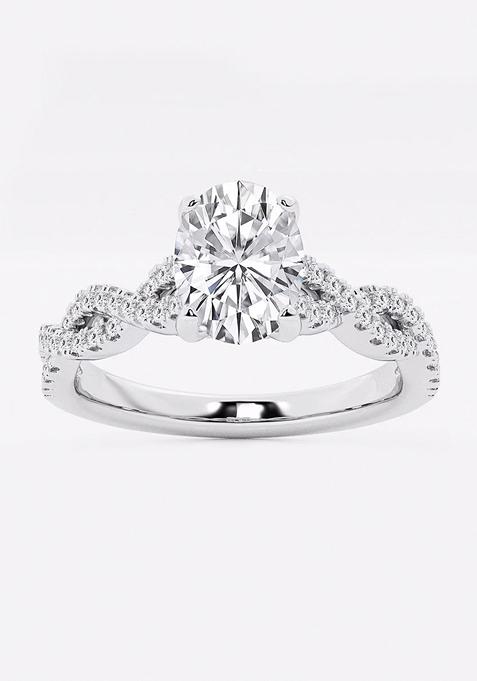 1 ctw Oval Lab Grown Diamond Double Twist Engagement Ring