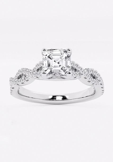 1 ctw Asscher Lab Grown Diamond Double Twist Engagement Ring