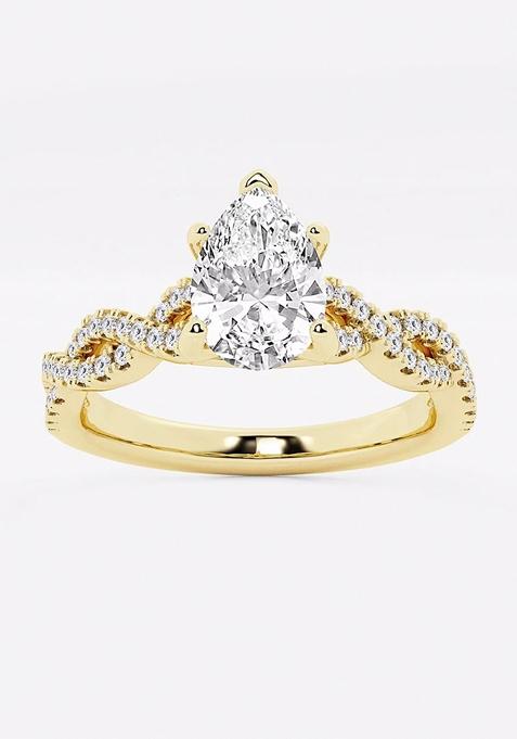 1 ctw Pear Lab Grown Diamond Double Twist Engagement Ring