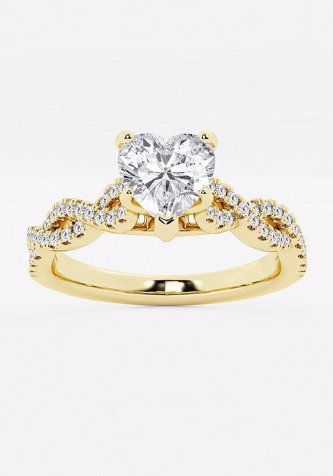 1 ctw Heart Lab Grown Diamond Double Twist Engagement Ring