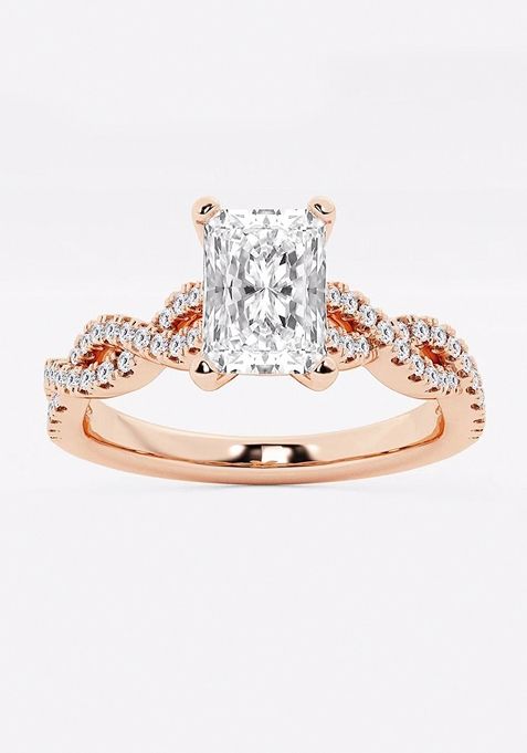 1 ctw Radiant Lab Grown Diamond Double Twist Engagement Ring