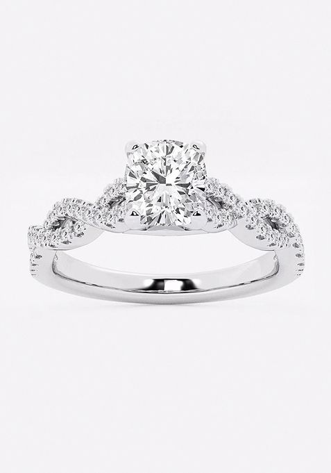 1 1/4 ctw Cushion Lab Grown Diamond Double Twist Engagement Ring