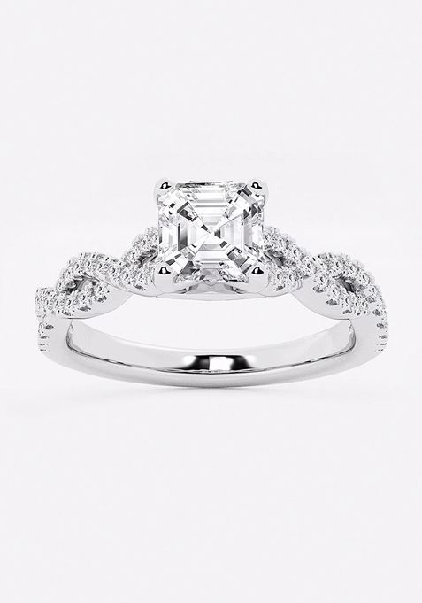 1 1/4 ctw Asscher Lab Grown Diamond Double Twist Engagement Ring