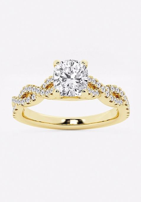 11/4 ctw Cushion Lab Grown Diamond Double Twist Engagement Ring