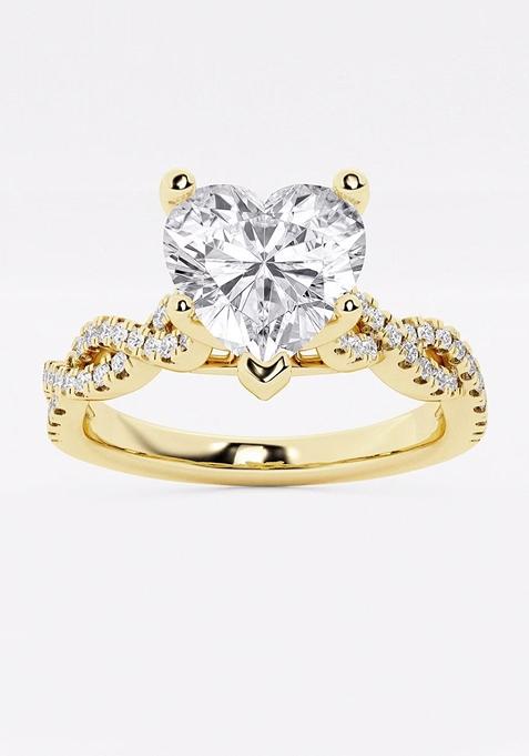  7 1/3 ctw Heart Lab Grown Diamond Double Twist Engagement Ring