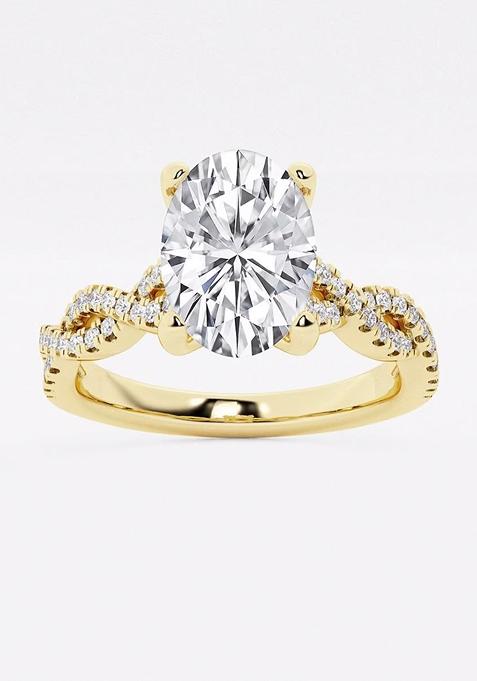 8 1/3 ctw Oval Lab Grown Diamond Double Twist Engagement Ring