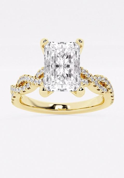 8 1/3 ctw Radiant Lab Grown Diamond Double Twist Engagement Ring