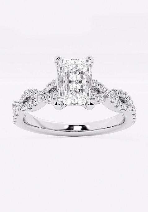 1 ctw Radiant Lab Grown Diamond Double Twist Engagement Ring