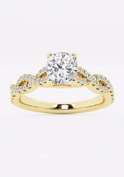 1 ctw Cushion Lab Grown Diamond Double Twist Engagement Ring