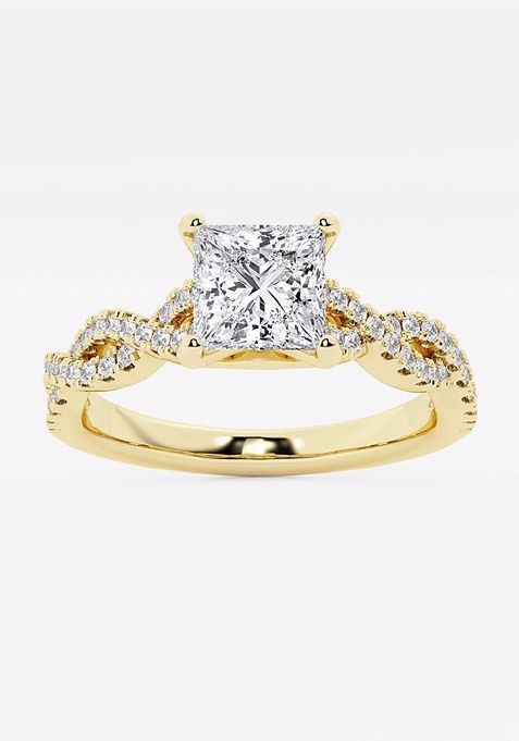 1 ctw Princess Lab Grown Diamond Double Twist Engagement Ring