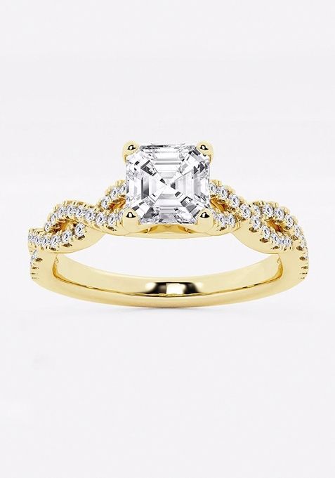 1 ctw Asscher Lab Grown Diamond Double Twist Engagement Ring