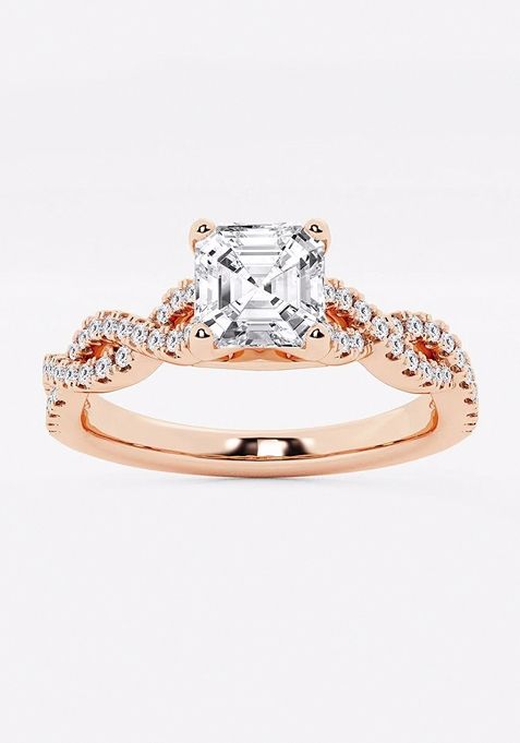 1 ctw Asscher Lab Grown Diamond Double Twist Engagement Ring