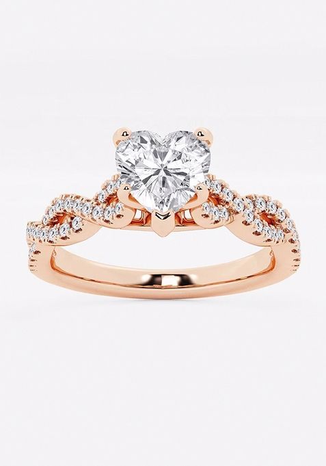 1 ctw Heart Lab Grown Diamond Double Twist Engagement Ring